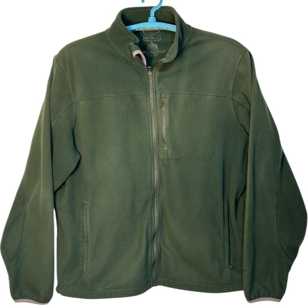 LL Bean Fleece Jacket Full Zip Outdoor Casual Green Winter Layering Gorpcore L